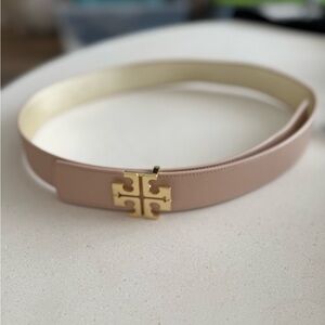 Elegant Soft Rose Belt with Gold Buckle
